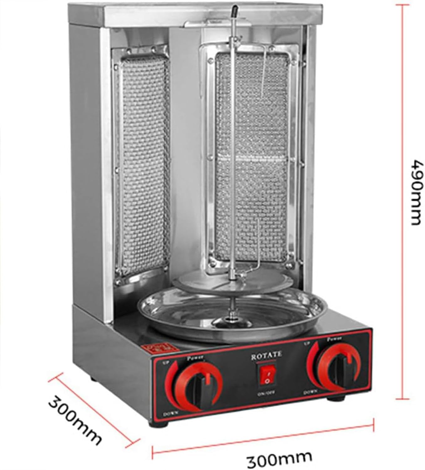 Electric Kebab Grill Vertical Broiler - Shawarma & Doner Kebab Machine with Temperature Control 50-350℃ for Commercial & Home Kitchen Use