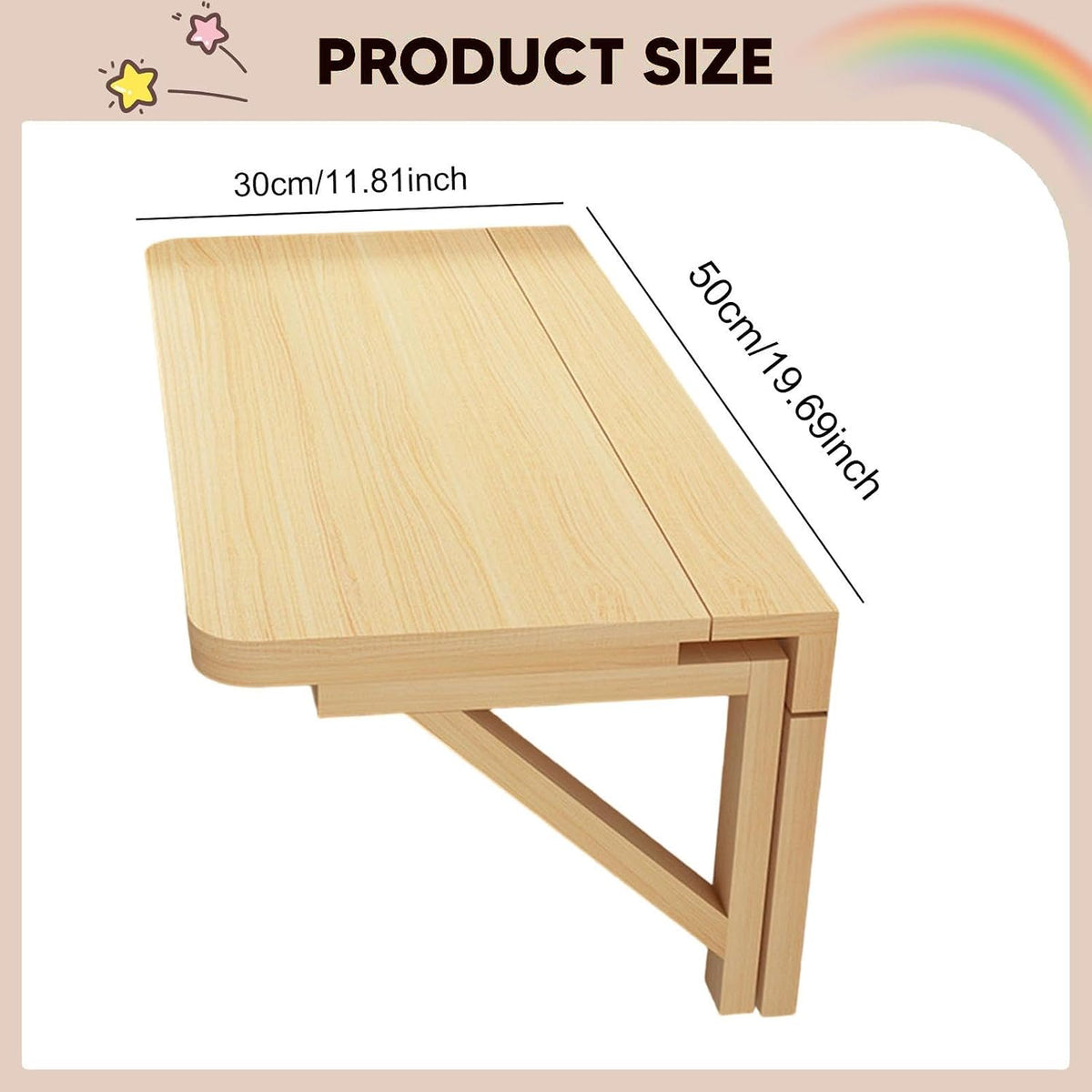 Wall Mounted Folding Wooden Table | Space-Saving Fold-Down Desk