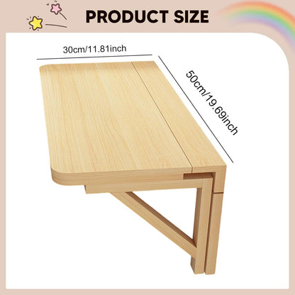 Wall Mounted Folding Wooden Table | Space-Saving Fold-Down Desk