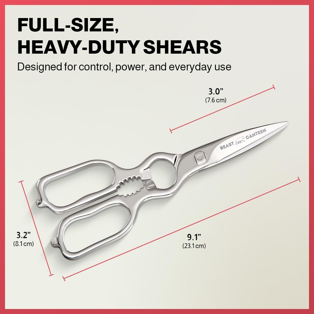 Kitchen Scissors – All Steel, Come-Apart, Dishwasher Safe | Heavy-duty 3Cr14 steel shears. Serrated edge cuts poultry, herbs & seafood. 5-in-1 multi-tool. Opens bottles & cans.