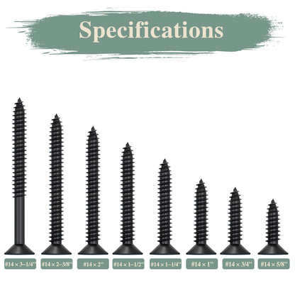 GOHODOMINO #4 x 1/2" Wood Screw 100Pcs, Stainless Steel 304 (18-8) Screws Flat Head Phillips Fast Self Tapping Drywall Screws Black Oxide