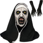 The Nun Mask, Halloween Nun Full Head Latex Mask, Cross Necklace and Claw Gloves for Women Adults for Cosplay Halloween