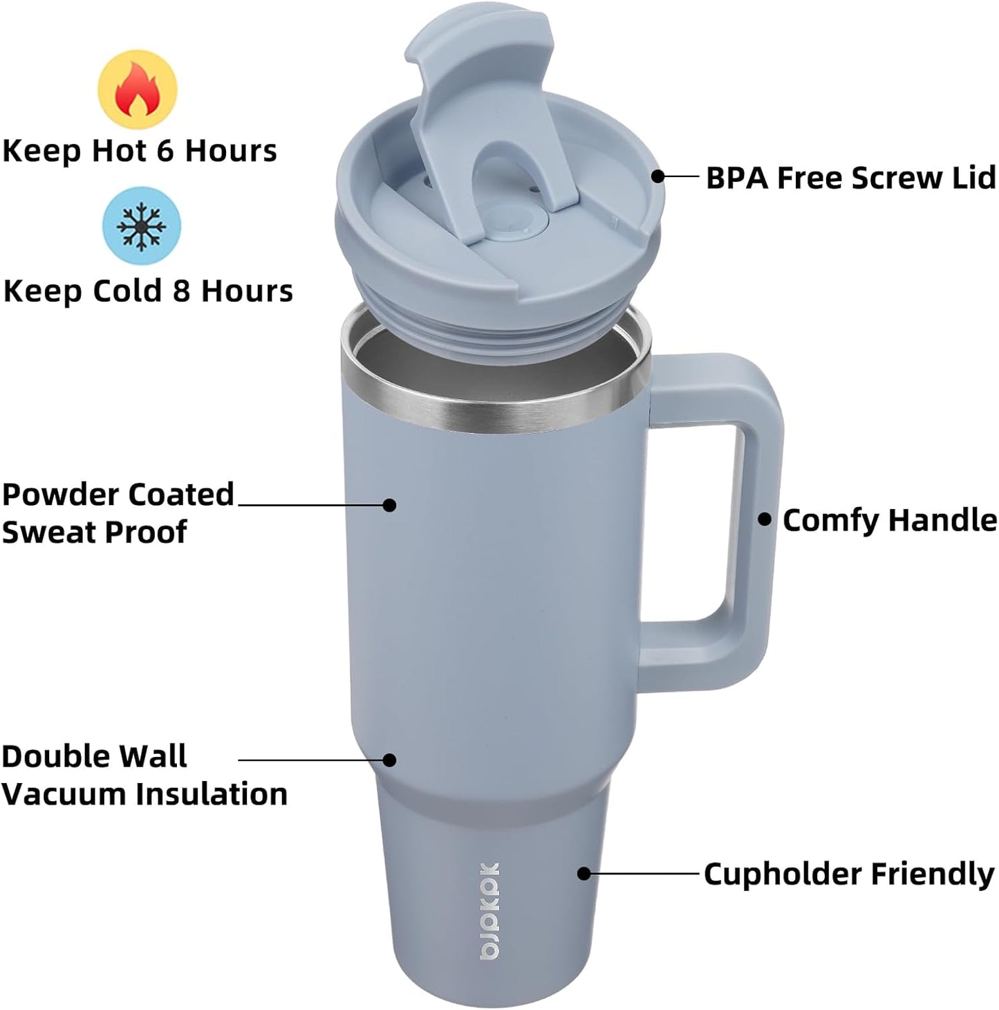 BJPKPK Tumbler with Handle and Straw 30oz Insulated Tumbler Cups with Lid Stainless Steel Travel Coffee Mug,Indigo Black