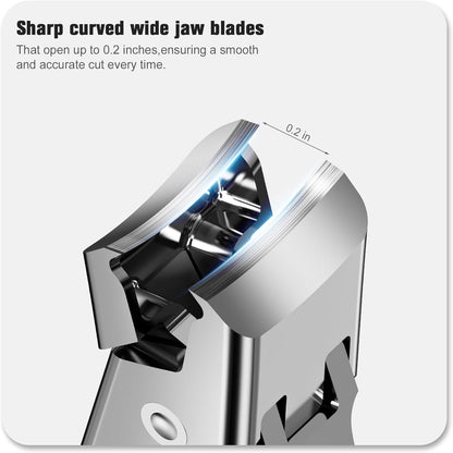 FERYES Nail Clippers for Thick Nails with Catcher, Soft Grip Rubber Handle Fingernail Clippers for Effortless Nail Care, Precision & Powerful Thick Nail Cutter for Senior, Men and Women