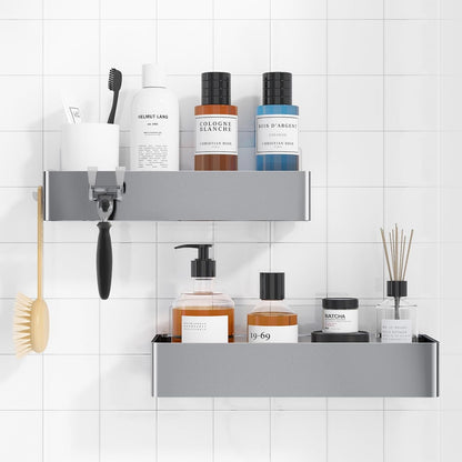 Kitsure Large Shower Caddy - 2 Pack Adhesive Shower Organizer, Drill-Free Shower Shelves for Inside Shower, Rustproof Bathroom Shelf Shower Shelf for Bathroom, Black