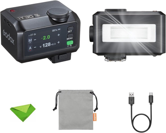 Godox iT30Pro S iT30Pro-S TTL Flash for Sony Camera, GN15 1.5s Recycle Time, 560 Full Power Flash, 1/8000 HSS, 2.4G Wireless, Built-in Lithium Battery, 2.8″ Full-Color Touchscreen Speedlight (Black)