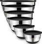 Mixing Bowls with Airtight Lids，6 Piece Stainless Steel Metal Nesting Storage Bowls by Umite Chef, Non-Slip Bottoms Size 7, 3.5, 2.5, 2.0,1.5, 1QT, Great for Mixing & Serving(Black)