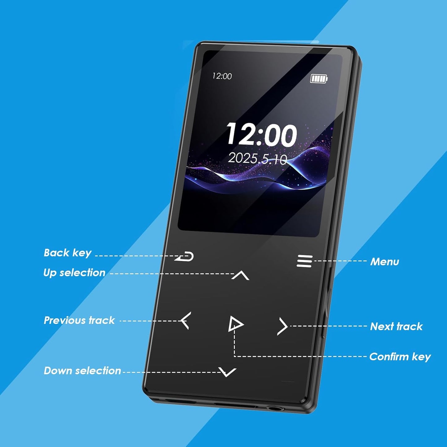 MP3 Player with Bluetooth: 128GB Digital Music MP3 Player for Kids Muisc Player Ages 8-12 Kids Music Player with Built-in HD Speaker FM Radio Voice Recorder HiFi Sound E-Book Reader