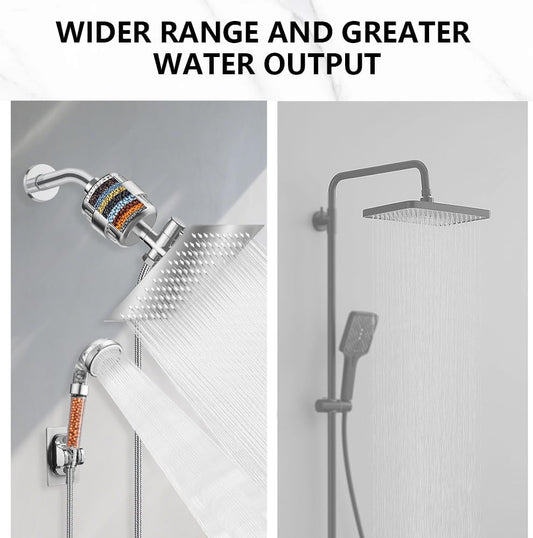 Dual Filter Shower Head with Handheld Spray - 20-Stage Water Softener for Hard Water, 3-Stage Filtration Handheld Shower Head Portable Rain Shower Head with Filter & Chrome Finish & Anti-Clog Nozzles - PuriLite