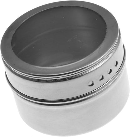 Magnetic Spice Jars Set Stainless Steel Salt And Pepper Spray Shakers Rack Seasoning Condiment Container(3pcs)
