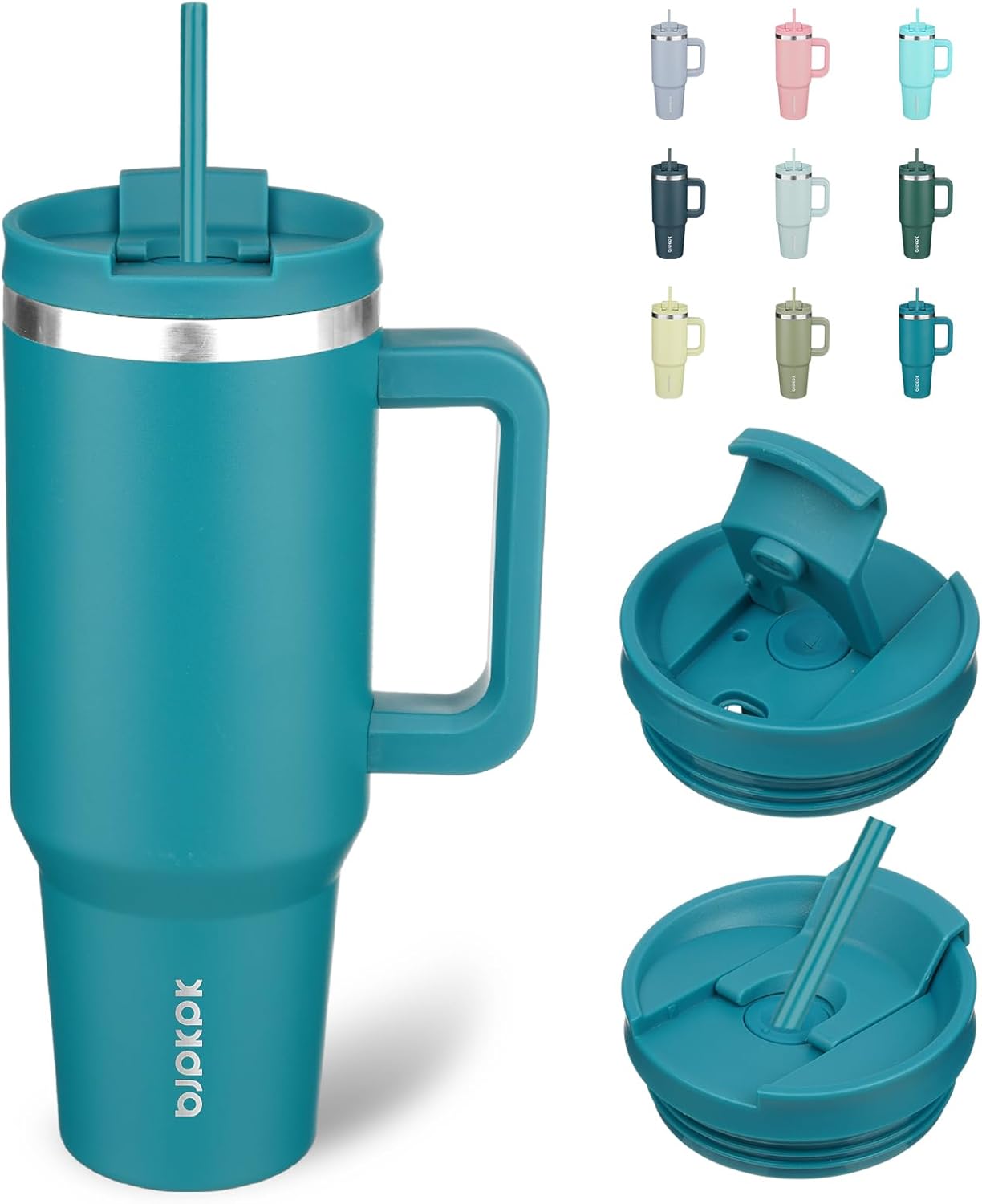 BJPKPK Tumbler with Handle and Straw 30oz Insulated Tumbler Cups with Lid Stainless Steel Travel Coffee Mug,Indigo Black