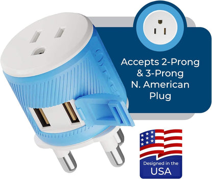 OREI South Africa, Botswana, Namibia Travel Plug Adapter with Dual USB - USA Input - Type M (U2U-10L), Will work with Cell Phones, Camera, Laptop, Tablets, iPad, iPhone