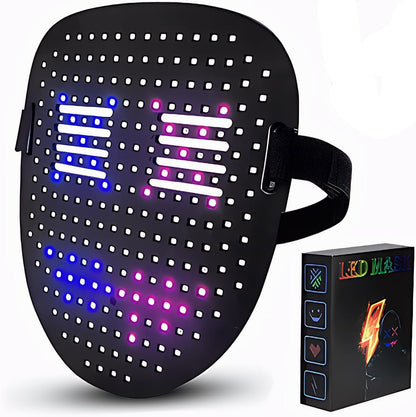 Funle Led Mask Smart Cool Light Up Rave Digital Electric Glow DJ Mask Face Transforming Halloween Costume Mask for Kid Adult