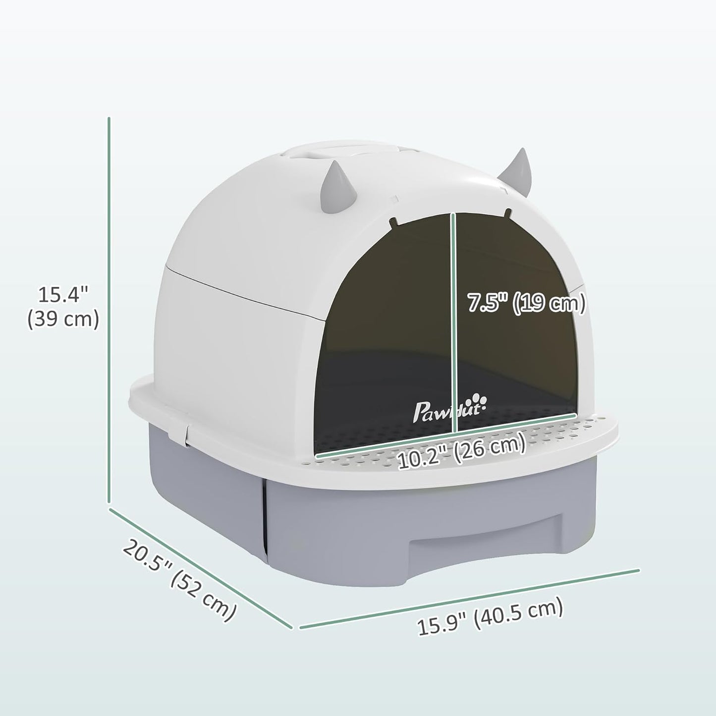 PawHut Cat Litter Box with Lid, Drawer Style Enclosed Kitty Litter Box with Front Door Flap, Scoop, Handle, Easy Clean, Cat Litter Tray for Small and Medium Cats, Green