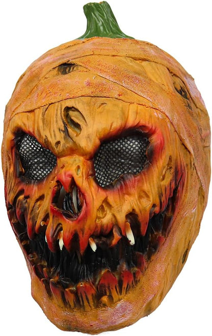 Creepy Halloween Pumpkin Mask, Novelty Latex Scary Halloween Costume Party Props