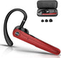 Bluetooth Headset, Wireless Bluetooth Earpiece with ENC Noise Canceling Mic, 120Hrs Talk Single-Ear Headphones, LED Display, IP7 Waterproof Hand-Free Earphone for Business/Trucker/Driver, Red