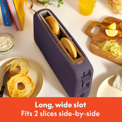 bella 2 Slice Slim Toaster, Fits-anywhere™ Kitchenware, 6 Setting Shade Control with Reheat & Cancel Buttons, Fits sourdough, 10” Long Slot, Anti Jam & Auto Shutoff, 900 Watt, Surf