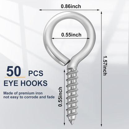 AUGSUN Eye Hooks, 12Pack 2.5 Inch Eye Hooks Heavy Duty 304 Stainless Steel Eye Screw,Screw Eyes Metal Screw Hooks Ring Screws Fasteners Hardware Tools
