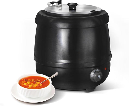 CLIVIA Soup Warmer, 11 Qt Soup Kettle Warmer Electric Commercial Food Kettle Warmer Coountertop with Hinged Lid & Detachable Stainless Steel Insert Pot for Restaurant/Buffet/Hotel/Family, Black - PuriLite