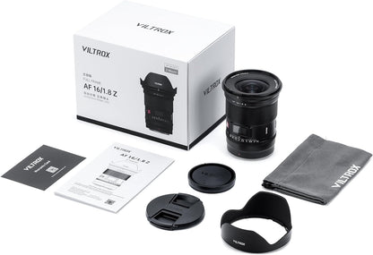 VILTROX AF 16mm f/1.8 Full Frame Lens for Nikon Z, Autofocus Lens with Built-in LCD Screen Compatible with Nikon Z Mount Cameras Zfc Z50 Z5 Z6 Z7 Z8 Z9 Z7 Mark II