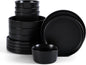 Stone Lain Celina Stoneware 12-Piece Dinnerware Set, Cereal and Pasta Bowls, Black