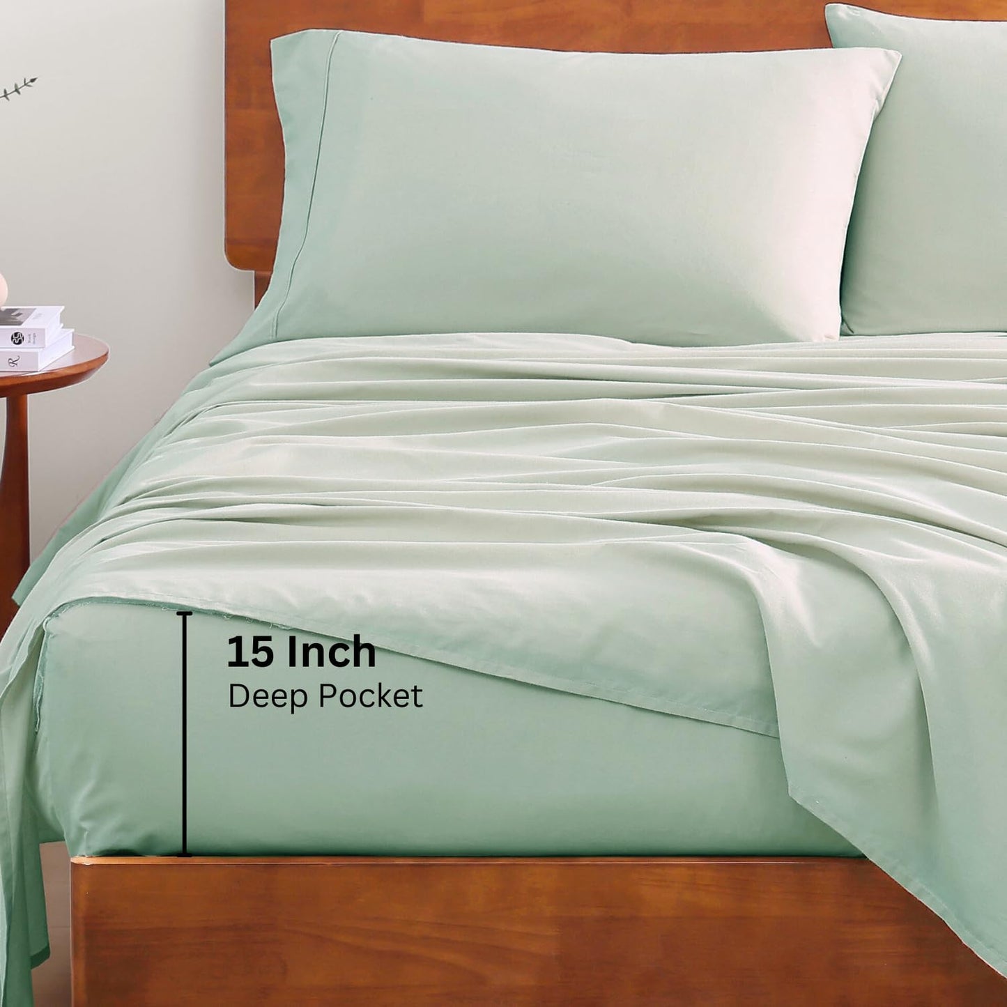 Lane Linen 100% Organic Cotton Queen Sheet Set, 4-Piece Percale Bed Sheets for Queen Bed - Soft, Breathable, Hypoallergenic, Deep Pocket Fits Mattress Up to 15" Deep, Hotel Quality Sheets - White