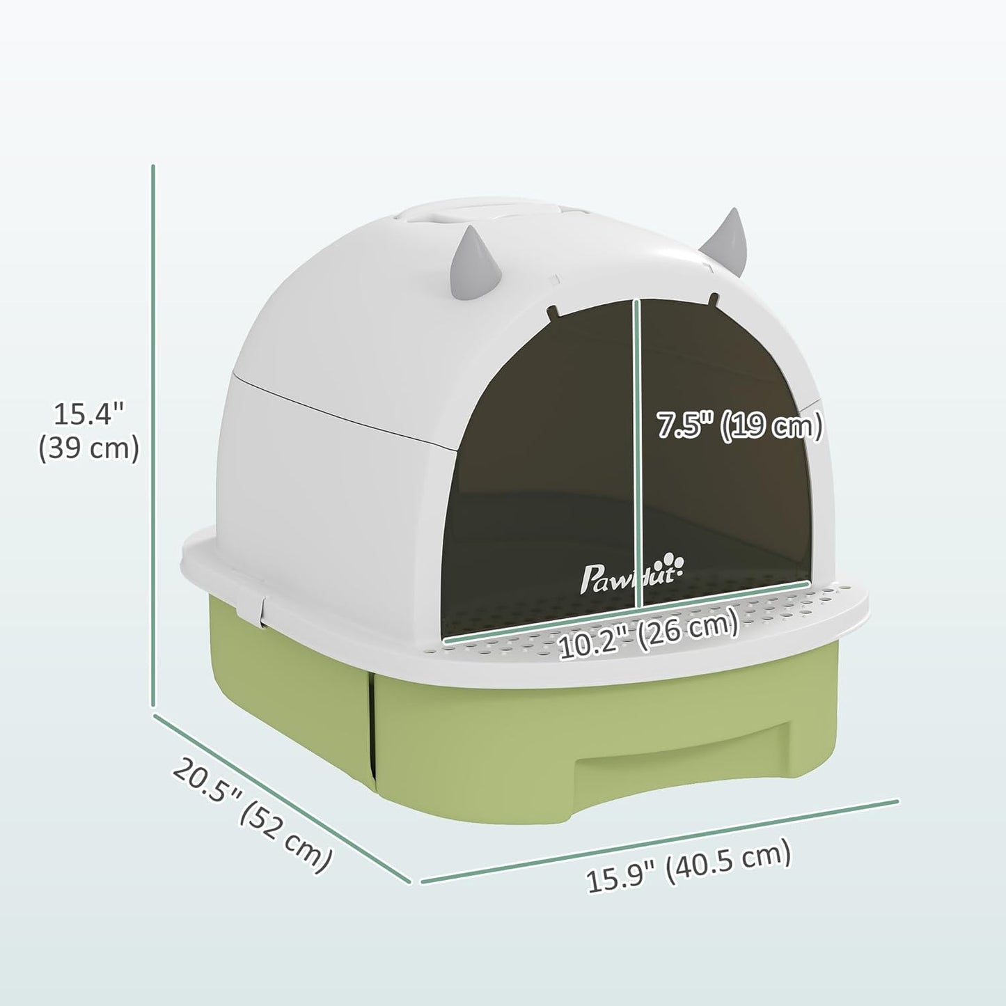 PawHut Cat Litter Box with Lid, Drawer Style Enclosed Kitty Litter Box with Front Door Flap, Scoop, Handle, Easy Clean, Cat Litter Tray for Small and Medium Cats, Green