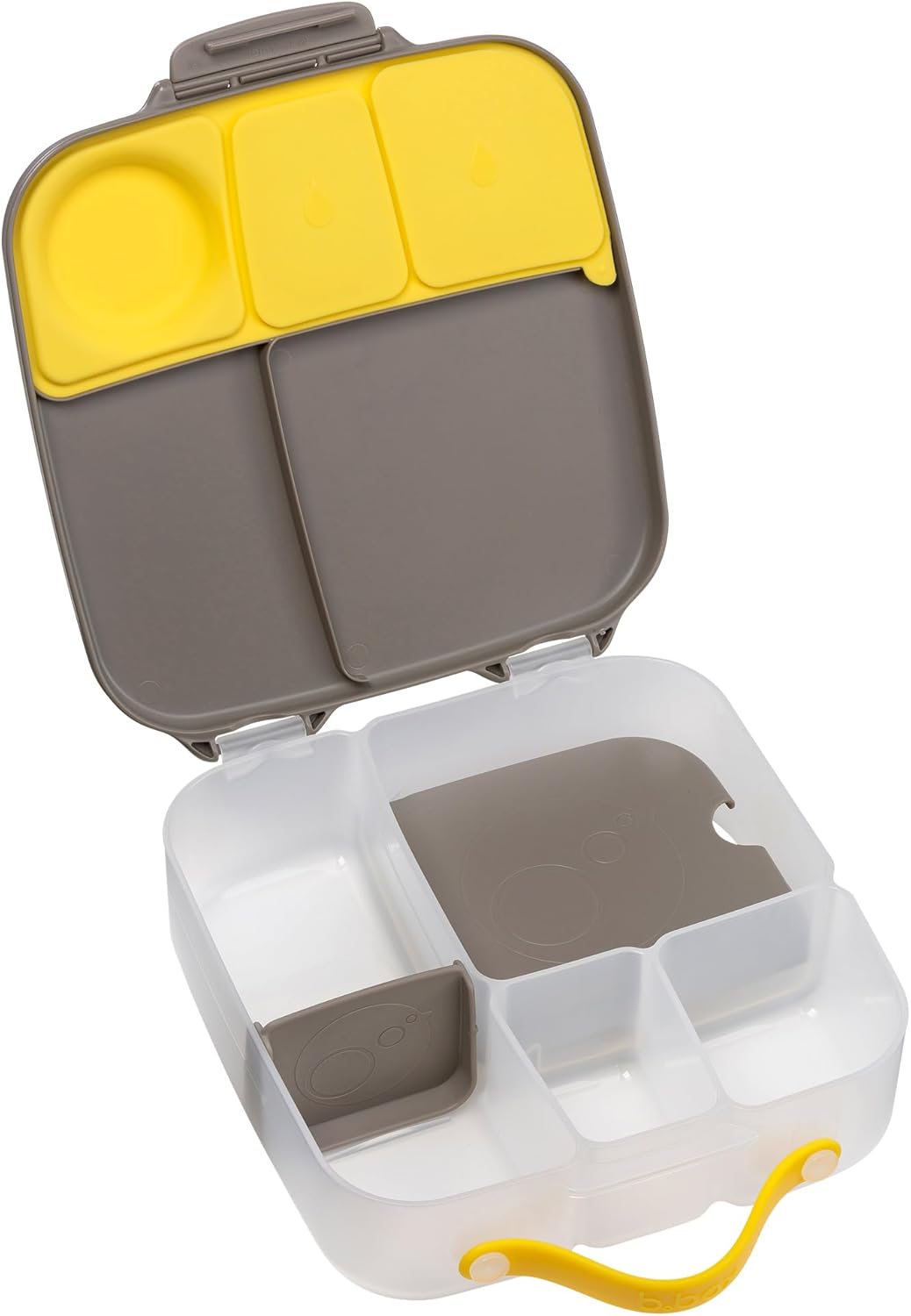 b.box 5-Compartment bento Style Lunch Box for Kids, Toddlers, Childrens, BPA-Free Food Storage Container with Cooler Pack, ON-The-GO Food Box with Handles Included Custom Divider, Lemon Twist