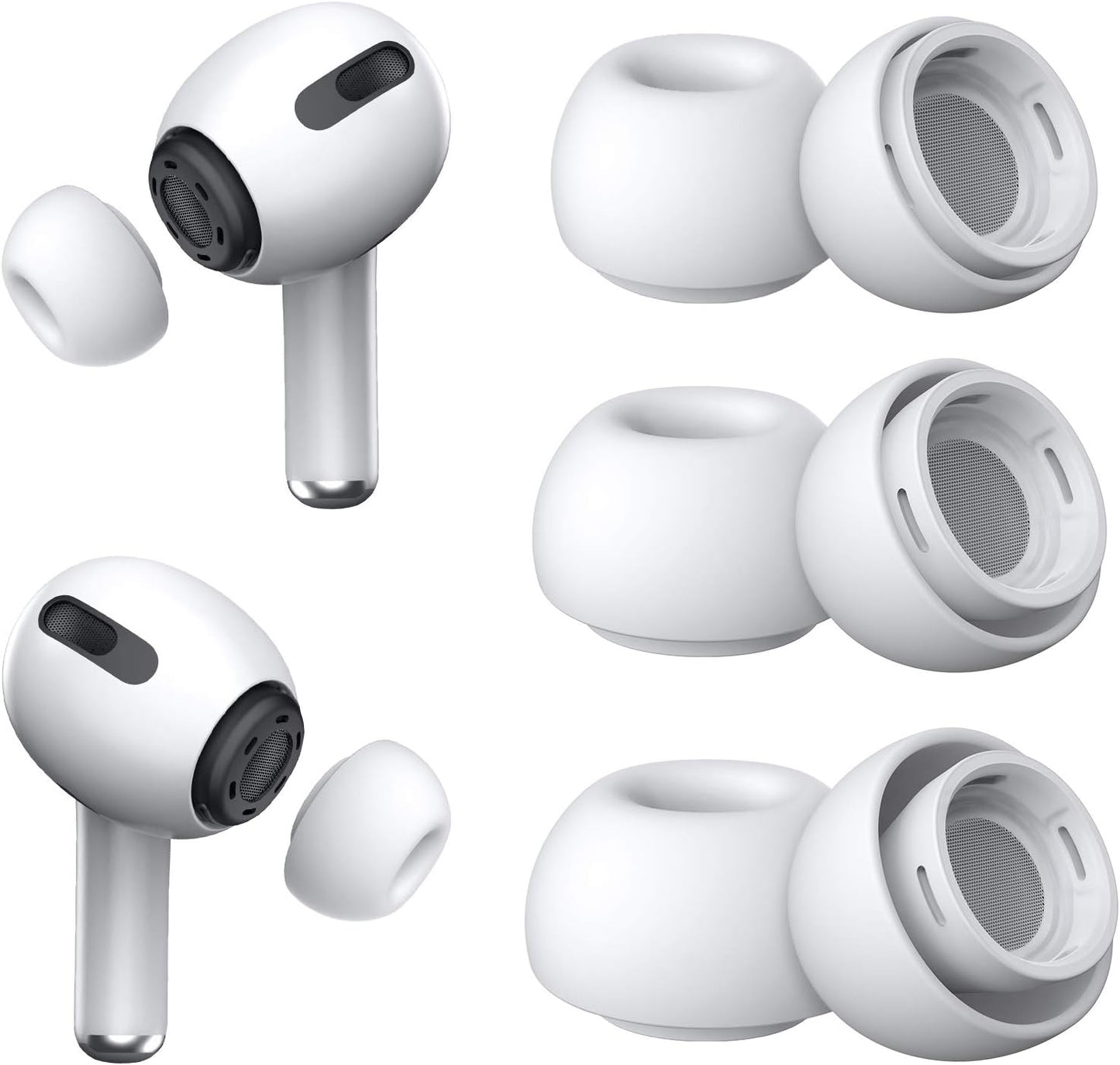 YUWAKAYI [3 Pairs] Replacement Ear Tips for AirPods Pro & Pro 2nd Gen with Noise Reduction Holes, Silicone Ear Tips with Portable Storage Box & Fit in Charging Case (S/M/L)