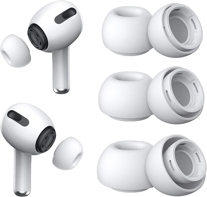 YUWAKAYI [3 Pairs] Replacement Ear Tips for AirPods Pro & Pro 2nd Gen with Noise Reduction Holes, Silicone Ear Tips with Portable Storage Box & Fit in Charging Case (S/M/L)
