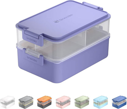 Linoroso Stackable Bento Box Adult Lunch Box | Meet All You On-The-Go Needs for Food, Salad and Snack Box, Premium Bento Lunch Box for Adults Include Utensil Set, Dressing Containers - Pale Mint