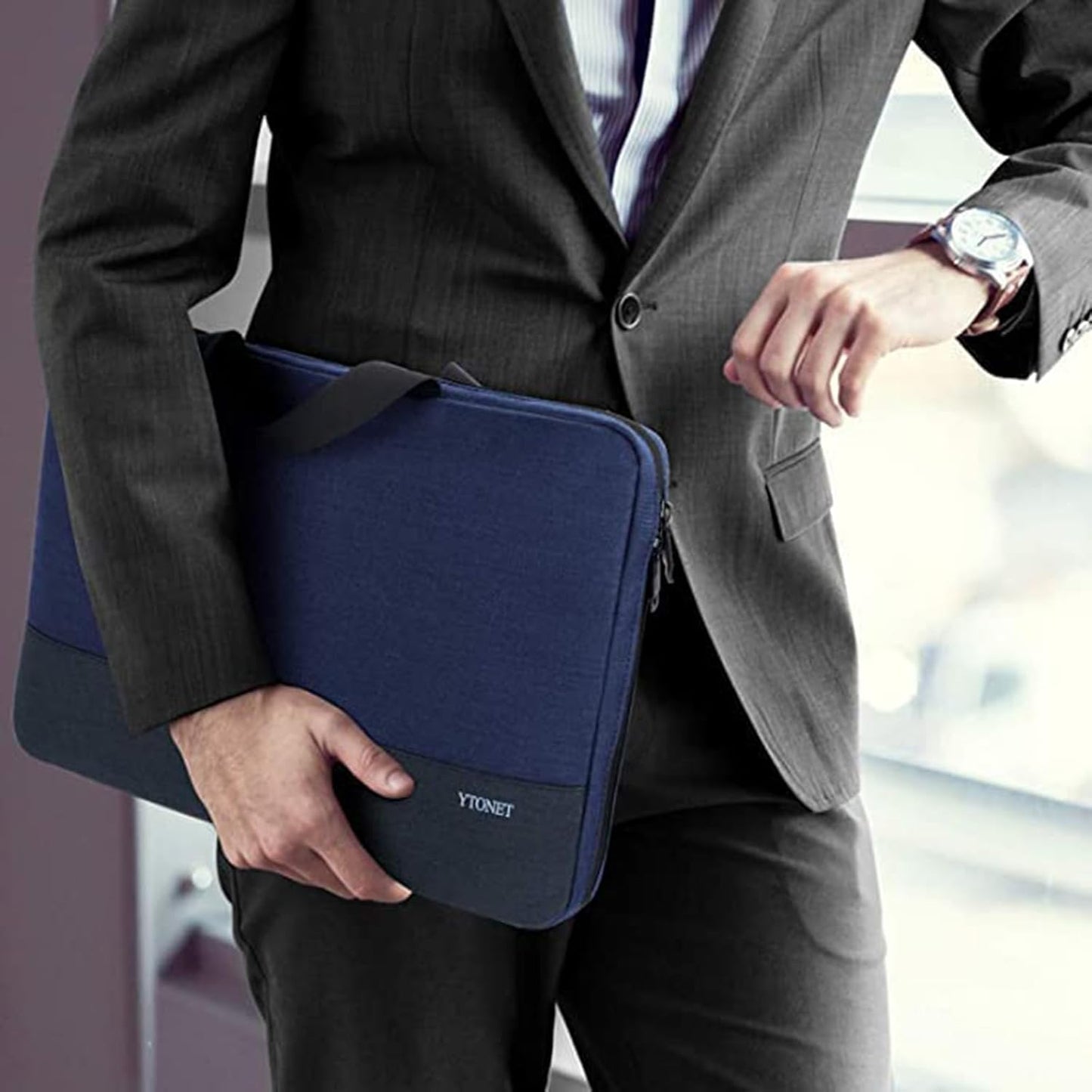 Ytonet Laptop Sleeve, 15.6 inch TSA Laptop Bag Laptop Case Water Resistant Computer Carrying Bag Compatible for Lenovo, HP, Dell, Asus Notebook, Gifts for Men Women, Grey