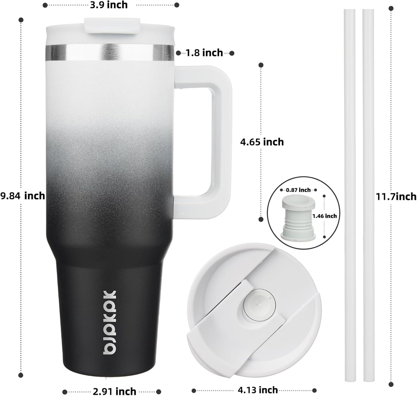 BJPKPK Tumbler with Handle and Straw 30oz Insulated Tumbler Cups with Lid Stainless Steel Travel Coffee Mug,Indigo Black