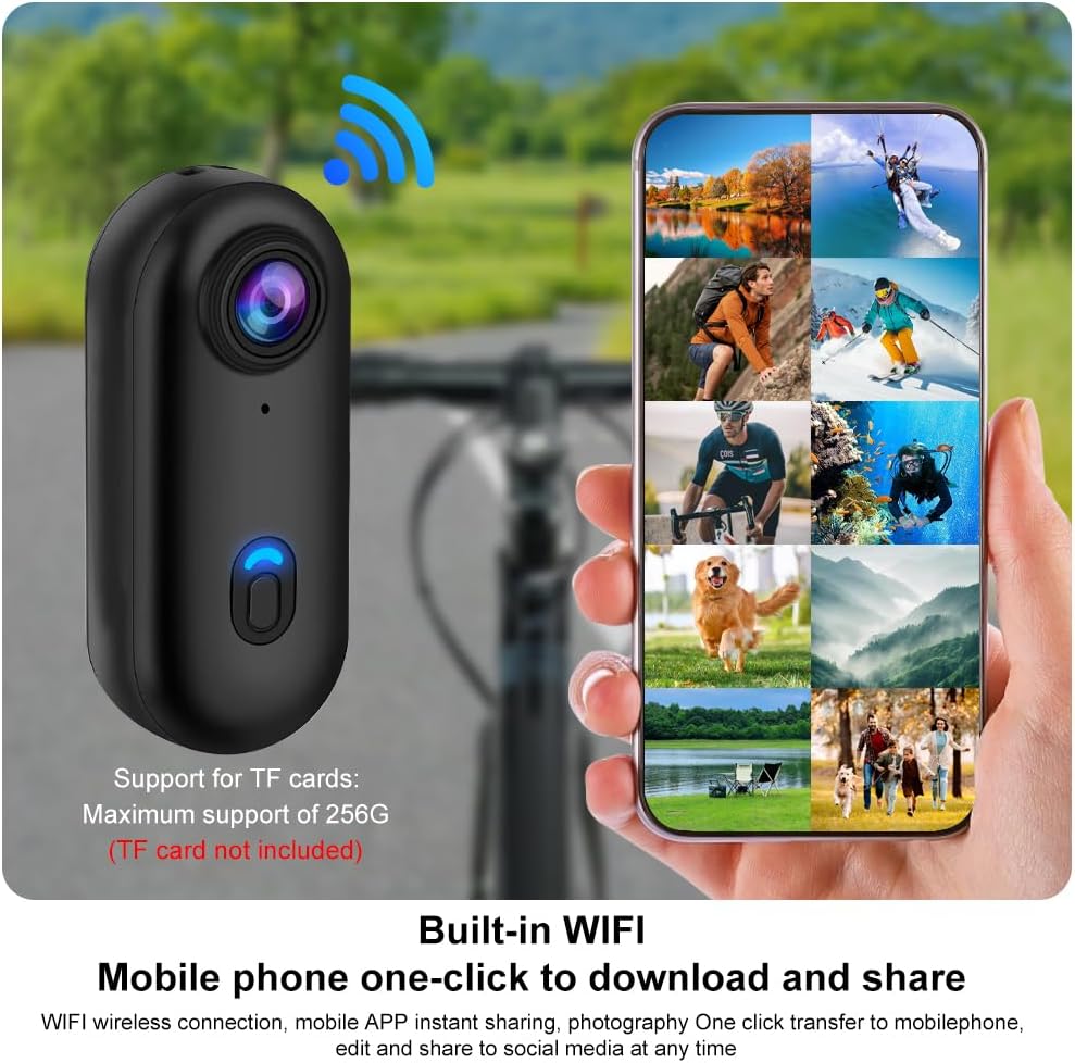 OBEST 360° Action 1080P Underwater Camera, Portable Mini Waterproof WiFi Camera 120° Wide Angle Action Camera for Cycling, Daily Vlog, Outdoor Sports 150° DV Helmet Camera (Black)