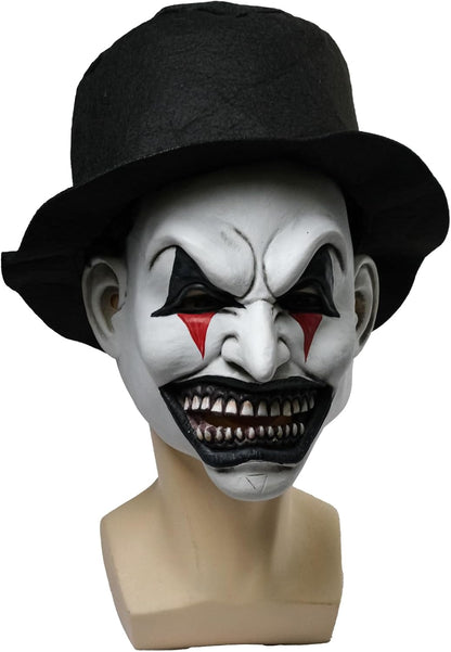The Jester Smiling Evil Clown mask Halloween Scary Mask, Latex Creepy Half Face Elastic Band Realistic Horror Demon