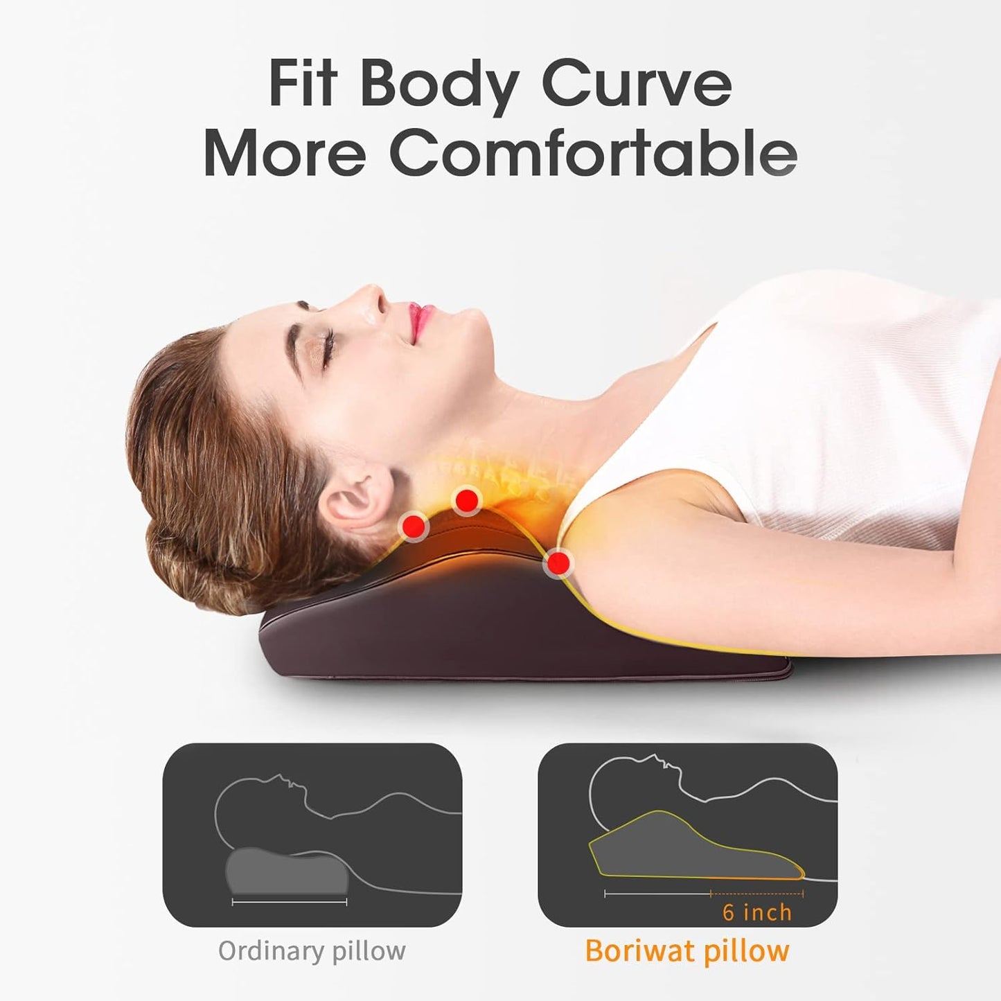 Boriwat Back Massager Neck Massager with Heat, Shiatsu Massage Pillow for Pain Relief, Masseur for Neck, Back, Shoulder and Leg, Gifts for Men Women Mom Dad, Stress Relax at Home and Office