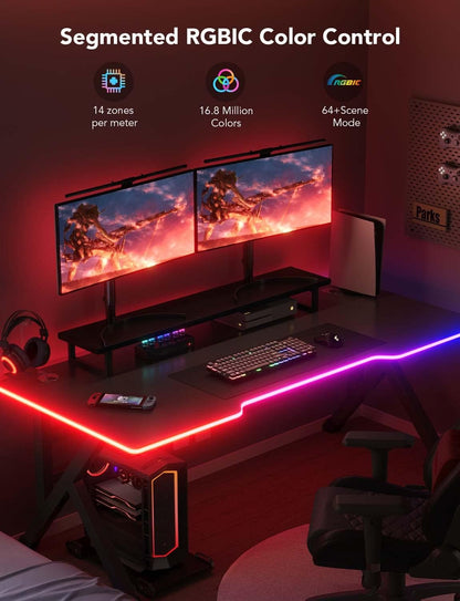 RGBIC Neon Rope Gaming Lights 10ft | Soft Diffused LED Strip with Music Sync and Smart App Control - PuriLite