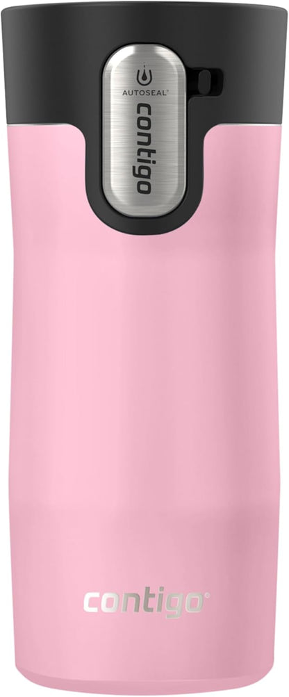 Vacuum Insulated Stainless Steel Travel Mug with Spill-Proof Lid and Tea Bag Hook – Reusable Coffee and Tea Cup, 12 oz, Keeps Drinks Hot up to 8 Hours, Strawberry Cream - PuriLite