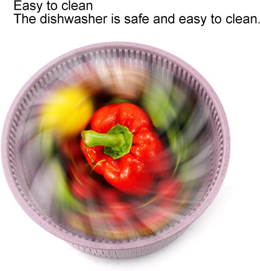Salad Spinner,Lettuce Spinner Vegetable Washer Dryer Drainer Strainer with Bowl Colander,Vegetable Drainer Manual Salad Dehydrator Vegetable Washing Basket(Pink) - PuriLite