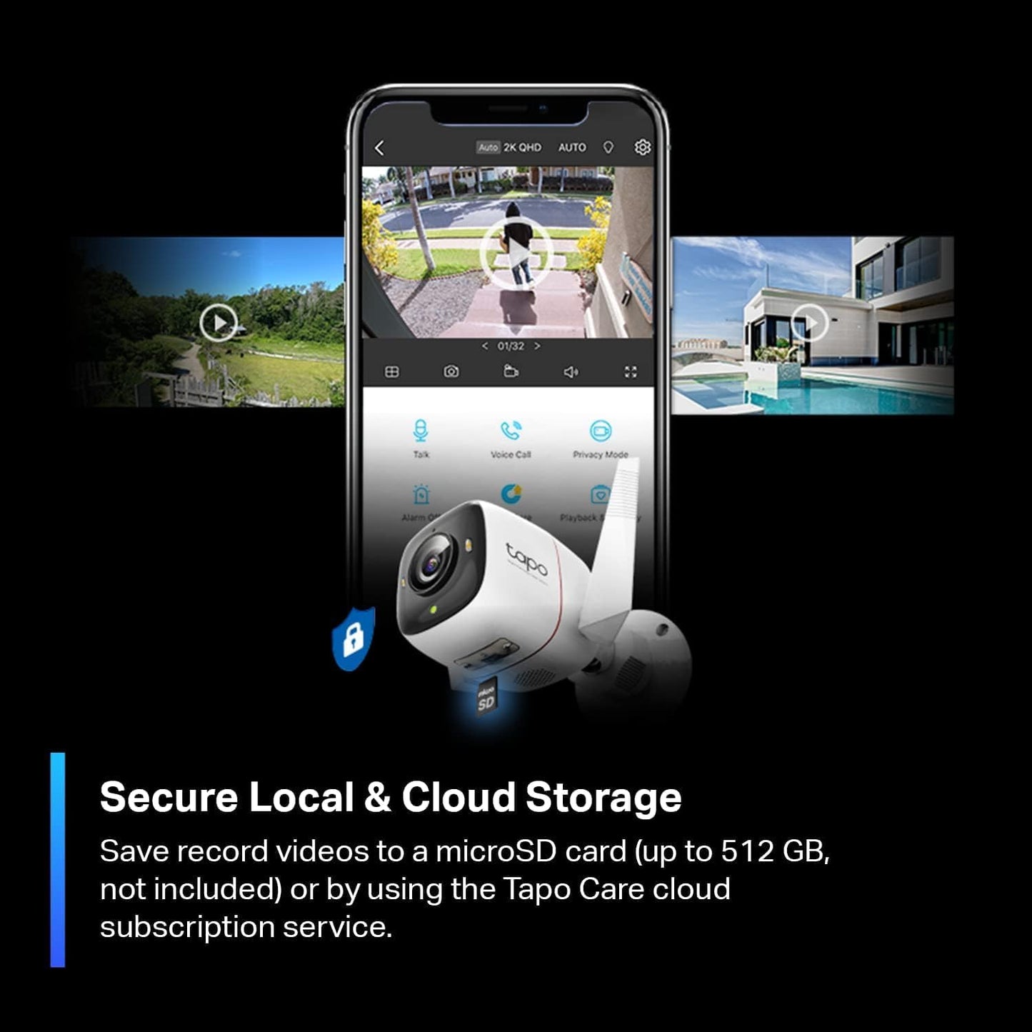 TP-Link Tapo 2K HD Security Camera Outdoor Wired, Built-in Siren, Night Vision, IP66 Weatherproof, Motion/Person Detection, Works w/Alexa & Google Home, Cloud/SD Card Storage, 2-Way Audio,White