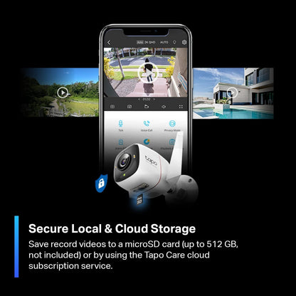 TP-Link Tapo 2K HD Security Camera Outdoor Wired, Built-in Siren, Night Vision, IP66 Weatherproof, Motion/Person Detection, Works w/Alexa & Google Home, Cloud/SD Card Storage, 2-Way Audio,White