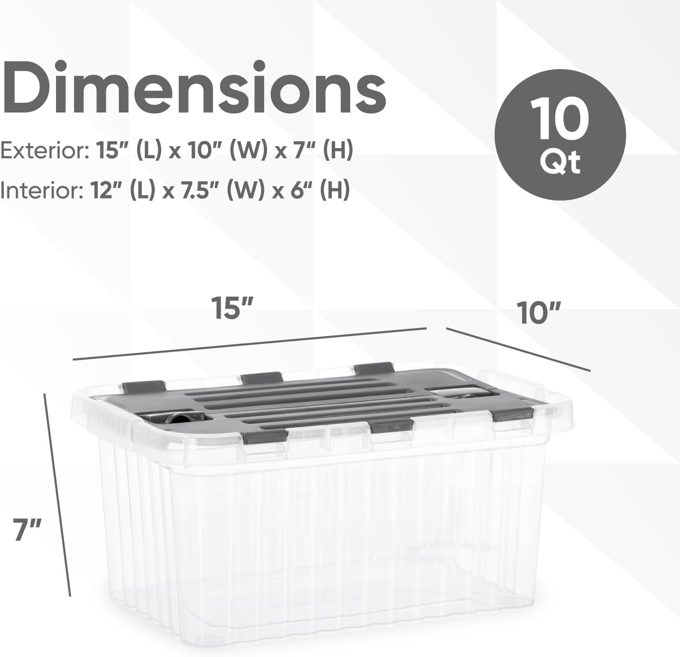 Superio Storage Bins with Lids- 3 Pack, 1.85 Qt Clear Boxes for Organizing, Stackable Plastic Containers- BPA Free, Non-Toxic, Odor Free, Organizer for Home, Office, Dorm