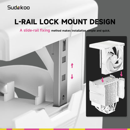Sudokoo SK700 White AM5 CPU Cooler : 7 Heatpipes CPU Air Cooler for AM5 Exclusive - Single Tower PC Cooling with 120mm FDB PWM Quiet Fan & L-Rail Lock Mount
