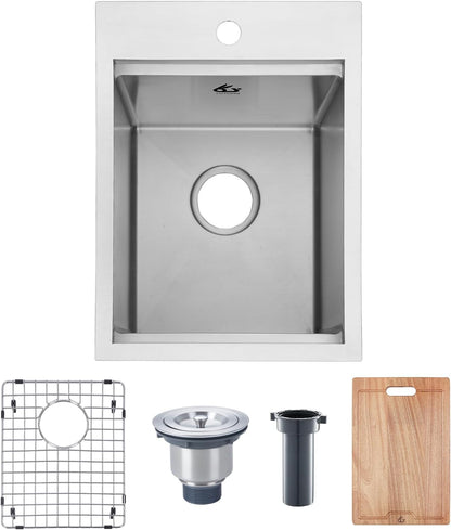 Yutong 16" x 20" Top-Mount/Drop in SS304 Stainless Steel Kitchen Black Sink Single Bowl Without Grid