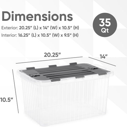 Superio Storage Bins with Lids- 3 Pack, 1.85 Qt Clear Boxes for Organizing, Stackable Plastic Containers- BPA Free, Non-Toxic, Odor Free, Organizer for Home, Office, Dorm