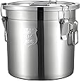 TRAGLO Rice Cereal Grain Canisters Stainless Steel Airtight Canisters Food Storage Bucket w/Handles+Lid for Kitchen Bean Flour Oil Sugar Milk 6L