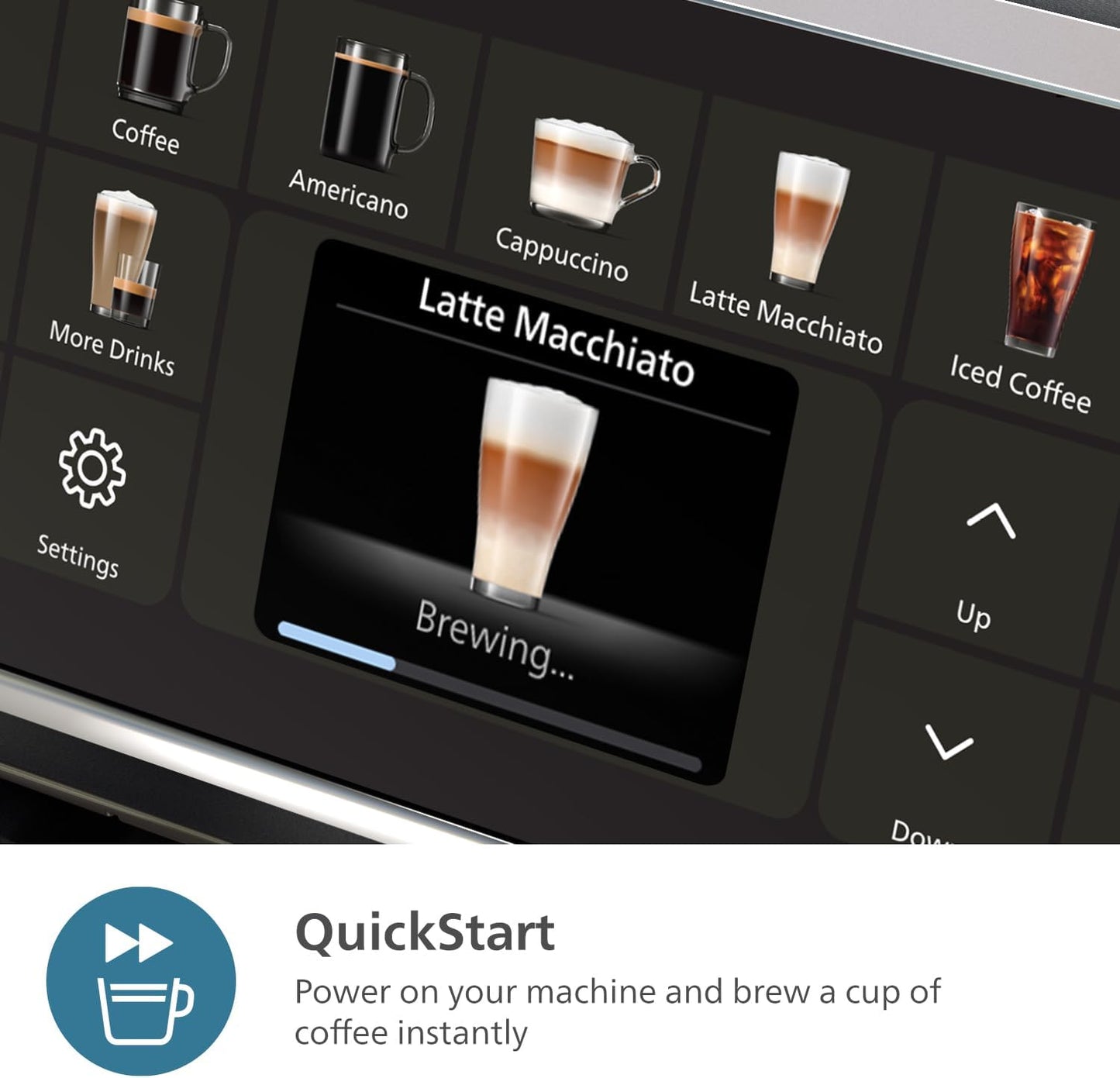 PHILIPS 5500 Series Fully Automatic Espresso Machine - LatteGo Milk System, 20 Coffee Varieties, Intuitive Touch Display, SilentBrew, 100% Ceramic Grinder, AquaClean Filter, Grey Chromed (EP5544/90)