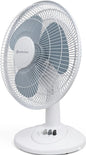 Comfort Zone 12" Oscillating Table Fan (White) – Quiet 3-Speed Fan for Bedroom, Office & Air Circulation
