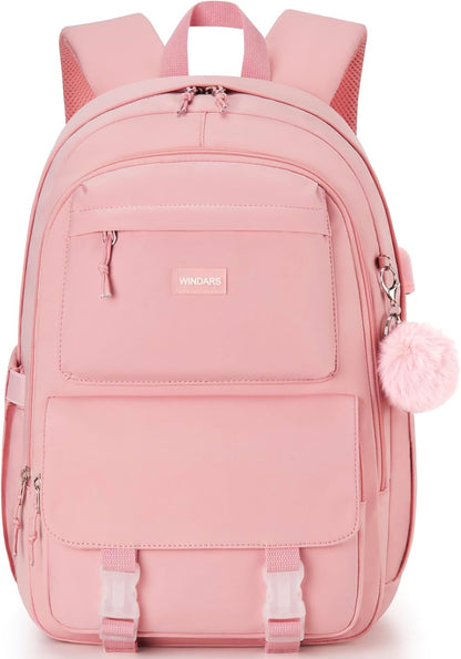 WINDARS Backpacks for Girls, 15.6 Inch School Bag Cute Waterproof laptop Bookbag Large College Backpack for Teen Women Students Anti Theft Travel Daypack Black