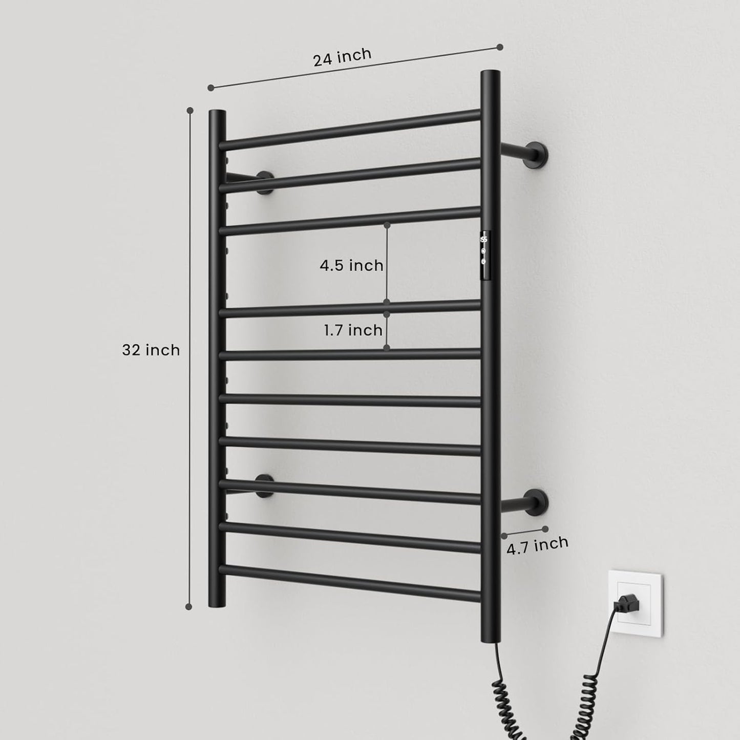 POPFLY Heated Towel Rack, Wall Mounted Electric Hot Towel Warmer, 4-Bar 304 Stainless Steel Small Heated Towel Warmer Rack for Bathroom with Timer and Temperature Control, Brushed